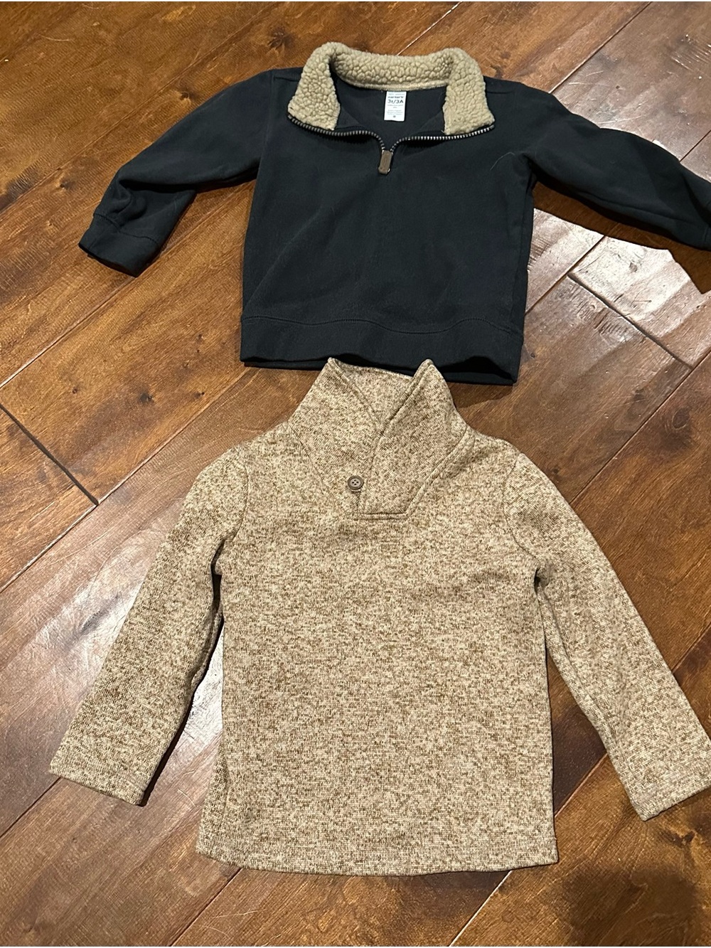 Carter's Black Pullover with Tan Sherpa Collar & Tan Shawl Collar Sweater